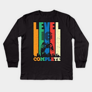 16th Birthday Level 16 Complete Gamer Gift Kids Long Sleeve T-Shirt